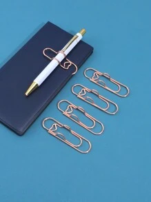 5pcs Rose Gold Metal Pen Clips, Multifunctional Pen Clips, Note Book Sticks, Paper Clips Stationery Tools Back To School,Back To School,School Supplies