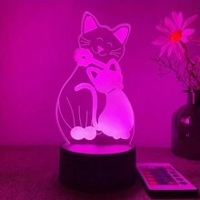 可愛發光貓動物 7 色變色夜燈,3d 動物造型氛圍燈,家居裝飾,節日禮物 - 七彩小夜燈 - 查看 4