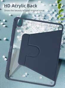 一款深藍色亞克力折疊式書本設計保護殼，具備360度旋轉支架功能，Sleep/Wake功能，與iPad Mini1/2/3/Mini4/Mini5/Mini6/9.7/10.2/10.5/Air4/Air5/10th/10.9/Pro11/Air11(M2)/Air13(M2)/Pro11(M4)/Pro11(M4)2024 12.9英寸相容 - 寶藍色 - 查看 4