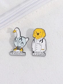 2入組"trust Me I'm A Ducktor/dogtor" 胸針徽章,有趣的珠寶禮物,適合贈送給朋友 - 彩色 - 查看 4