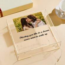 1個客製化採用相片和文字的亞克力夜燈，獨特的刻字發光方形燈，家居裝飾，適用於女友男友禮物，男女好友的最佳禮物 - 款式1 - 查看 4