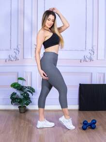 LLEVO Women Sports Leggings - Grey - View 5