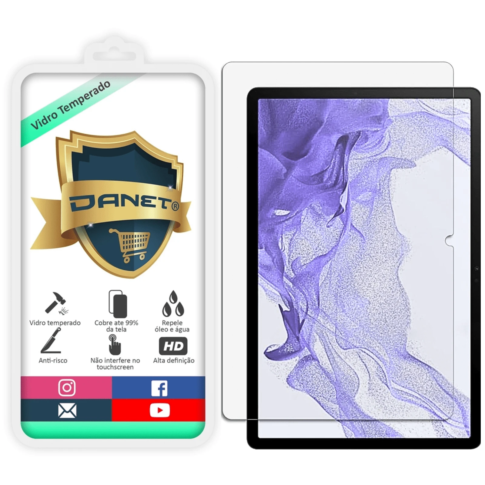 Película De Vidro Temperado Para Galaxy Tab S9 Plus 12.4" 9h Proteção Anti Impacto - Transparente - Visão 1