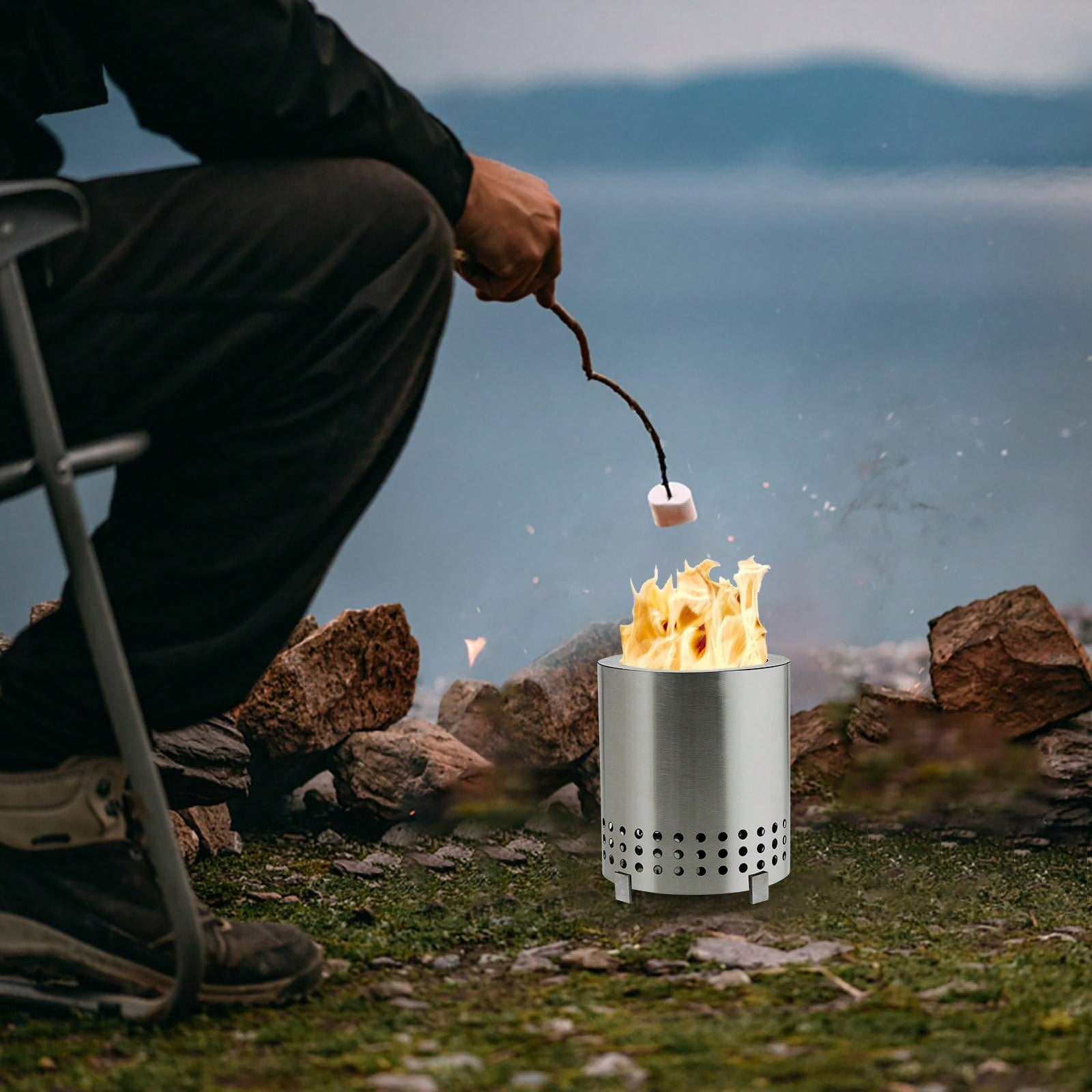 Fogata Portátil Plegable De 43 Cm Para Exteriores Y Camping