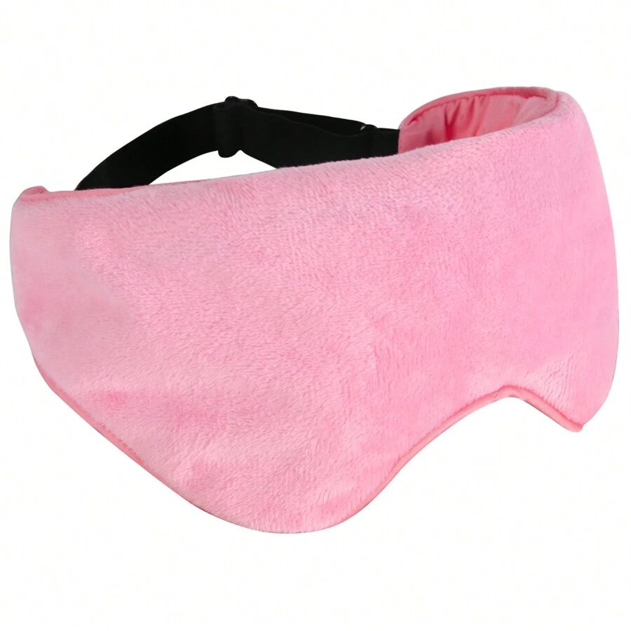 Blackout Weighted Eye Mask With Removable Inner For Heating/Cold, Soft Plush Cotton - Pink - View 1
