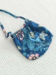 Young Girl Ditsy Floral Windproof Summer Dress & Bag Set - Blue - View 8