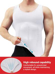 Áo định hình dáng người kiểu bạn trai không tay dành cho nam - Áo nịt ngực thoáng khí, áo nén định hình bụng kiểu bạn trai dành cho nam, thích hợp cho các hoạt động thể thao, quần áo tập gym, áo thun cơ bản kiểu bạn trai màu trắng mùa hè - trắng - Xem 7
