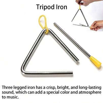 1 conjunto 2 conjuntos desbloqueie a criatividade musical com este divertido instrumento de percussão de mão triangular, instrumento de nível iniciante para iniciantes, tigela de som, tambor grande, címbalo
