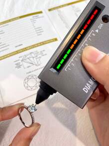 1 Pieza Anillo de compromiso de Moissanite de 1-3ct y banda de bodas S925 Plata de ley redondo anillo de promesa y anillo de eternidad de aniversario joyería de lujo regalos para mujeres anillo de diamantes de imitación - Plateado - Ver 9