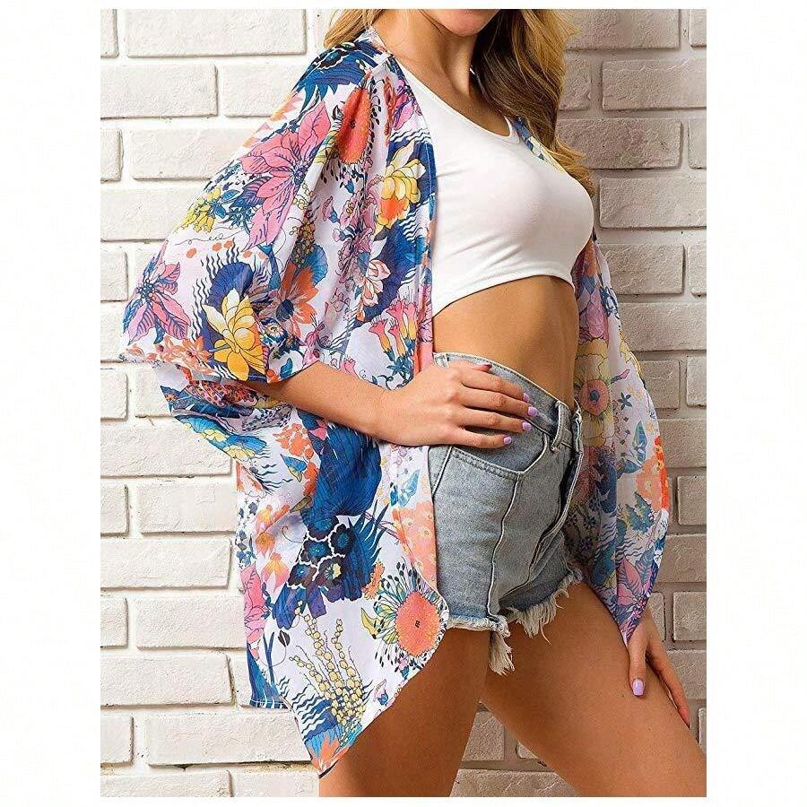 Haute Edition Women's Lightweight Summer Kimono Cover Up Cardigans - Màu xanh lam - Xem 1