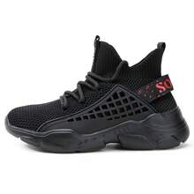 Kids High Top Trainers Boys Fashion Sports Shoes Grils Lightweight Breathable Footwear Comfortable Childrens Casual Sneakers - 黑色 - 查看 2