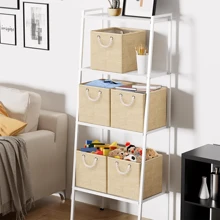 JOESTAR 4 Pack Fabric Storage Basket,33 X 33 X 33cm Storage Boxes Cube,Storage Boxes For Shellves, Cupboards, Closet Halloween Decorations Halloween Costumes Autumn Decor Festival Decor - Beige - View 2