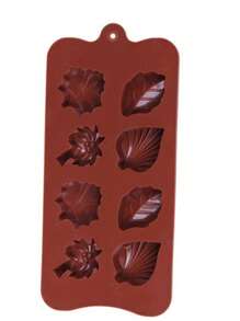 Molde De Silicón Para Chocolate: Hojas y Palmeras Con Cocos 8 Cavidades 21x11 cm - Café integral - Ver 3