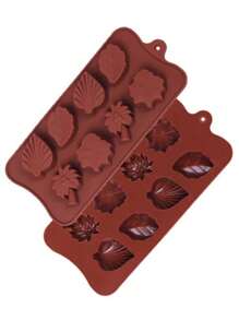 Molde De Silicón Para Chocolate: Hojas y Palmeras Con Cocos 8 Cavidades 21x11 cm - Café integral - Ver 5