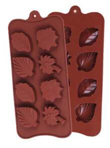 Molde De Silicón Para Chocolate: Hojas y Palmeras Con Cocos 8 Cavidades 21x11 cm - Café integral - Ver 2