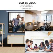 HOMCOM Pantalla del Proyector Eléctrica Portátil Universal Pantalla para Proyección Motorizada 84" 4:3 con Control Remoto Cine en Casa Presentaciones Colgada de Pared - Blanco - Ver 6