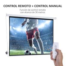 HOMCOM Pantalla del Proyector Eléctrica Portátil Universal Pantalla para Proyección Motorizada 84" 4:3 con Control Remoto Cine en Casa Presentaciones Colgada de Pared - Blanco - Ver 3