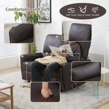 RV Loveseat Console Theater Seating 2 Seater Powered Recliner Double Sofa With USB Charging Station Massage Heat Chair RV Furniture Faux Leather Brown - 咖啡棕 - 查看 4