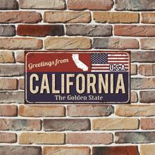 1pc 6 X 12 Inch California,The Golden State Retro Plaque Vintage Auto License Plate Tin Sign Tag Home Pub Bar Decor,Wall Art,Canvas,Poster