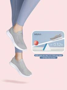 STQ Womens Slip On Trainers With Memory Foam Ladies Casual Shoes - Grey - View 3