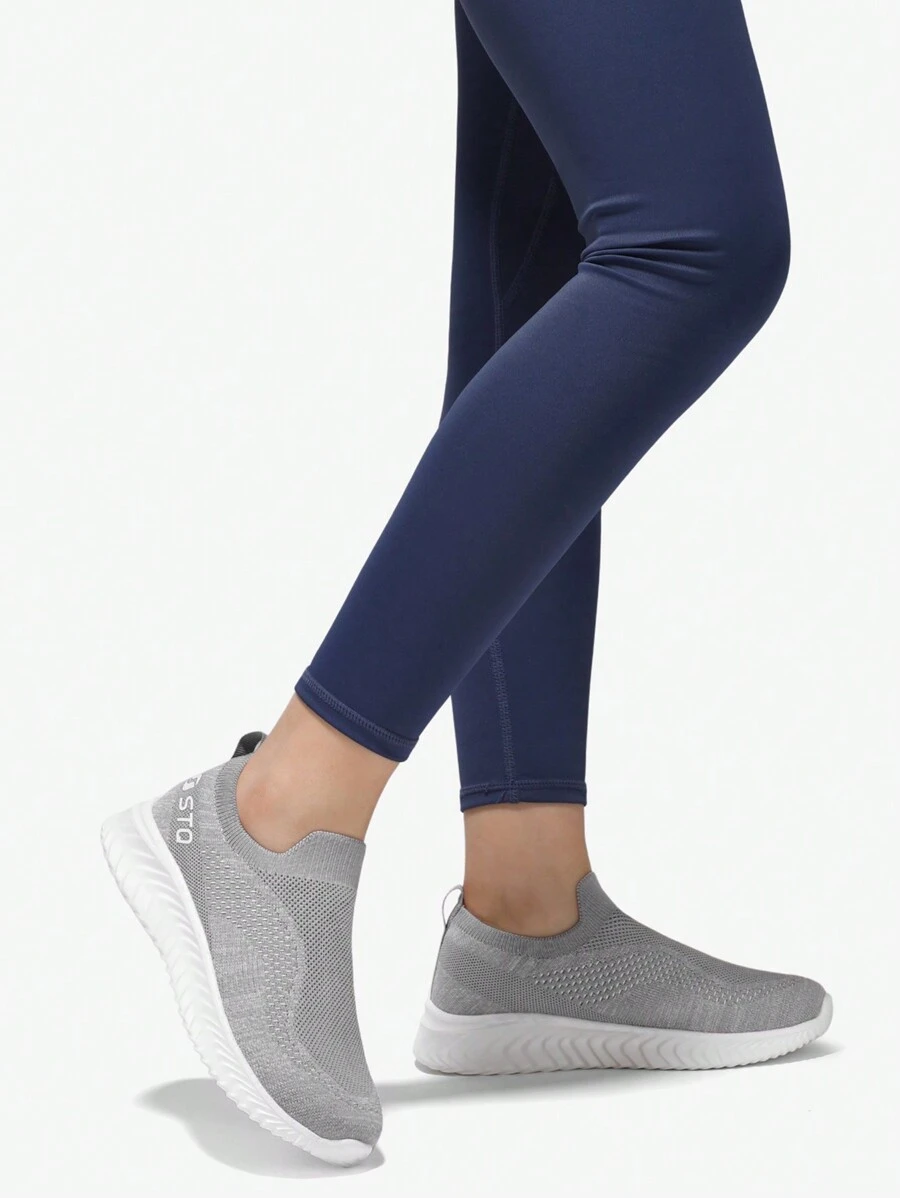 STQ Womens Trainers Slip On Memory Foam Causal Walking Shoes - Light Grey - View 1
