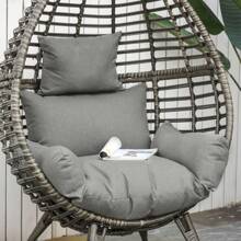 Outsunny Outdoor Egg Chair, PE Rattan Teardrop Chair With Full-Body Soft Padded Cushion - Grey - View 10