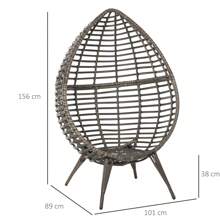 Outsunny Outdoor Egg Chair, PE Rattan Teardrop Chair With Full-Body Soft Padded Cushion - Grey - View 9