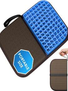 14.5" X 10.5" Gel Seat Cushion Portable Massage Travel Cushions Foldable For Car Office Chair Wheelchair Hip Coccyx, Sciatica, Pressure Sores Tailbone Pain Relief