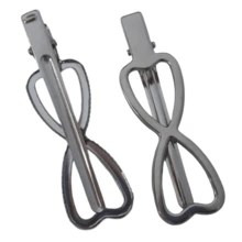 Double Heart Hair Clip With 2 Claws, Nickel Plated, 7cmx1.4cm, 50 Units, MM Biju - 鍍鎳 - 查看 5