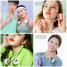 Portable Neck Fan 5 Speed Wearable Personal Fan Air Cooler Rechargeable, Three Colors - White - View 7