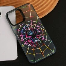 1入時尚的半透明黑色和多彩蜘蛛設計手機殼,適用於iphone。簡約而時尚的設計,適合男女使用 - 彩色 - 查看 1