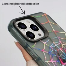 1入時尚的半透明黑色和多彩蜘蛛設計手機殼,適用於iphone。簡約而時尚的設計,適合男女使用 - 彩色 - 查看 2