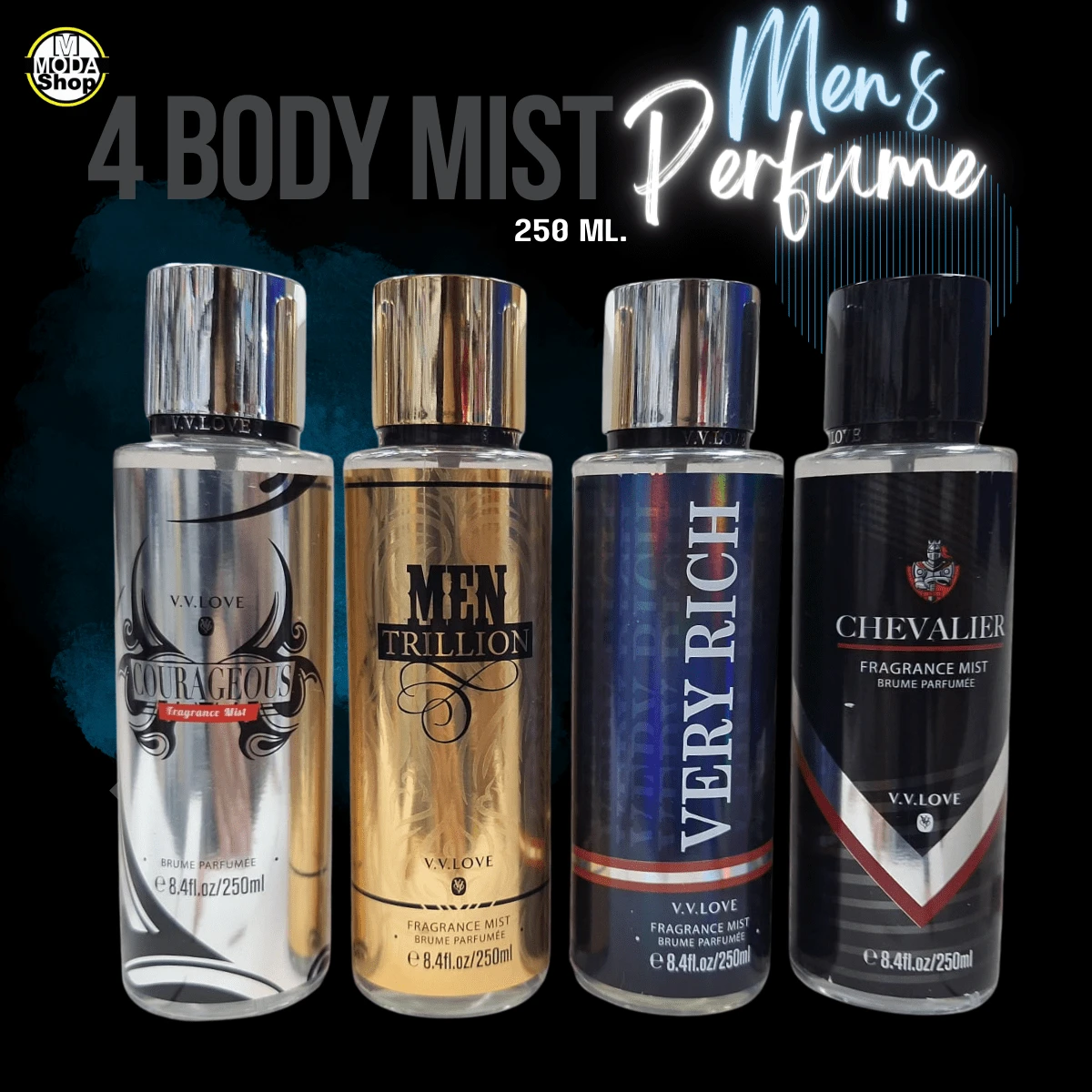 BODY MIST PARA HOMBRE , 4 PIEZAS 250Ml., PERFUME CORPORAL, SERIE DE AROMAS 4 PIEZAS. - Multicolor - Ver 1