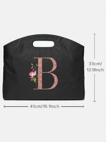 Briefcase Handbag Rose Gold Initials A To Z Letter Pattern Tote Business Office Laptop Bag Men's Business Computer Document Unisex Storage File Conference Document Bag Women's Clutch Bag Top-Handle Bags Classroom Laptop Bags Classroom Bags Teacher Storage Bags Classroom Organizer Bags - Black - View 9
