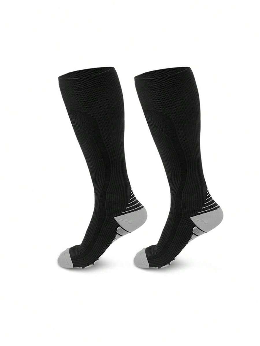 Children's Sports Socks, Boys' Outdoor Soccer Compression Socks And Girls' Long Tube Compression Leg Guards For Running - Black - View 1