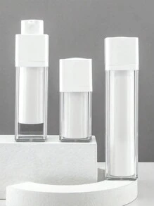 1pc Square Transparent Travel Press Pump Bottle For Skin Care Lotion, Portable Plastic Vacuum Bottle, Square Twist Vacuum Bottle With Press Pump, Travel Storage Essence Lotion Moisturizer, Empty Vacuum Lotion Bottle, Refillable Cosmetic Storage Container Small Bottle Jar, Portable Travel Cream Lotion Container Jar - White - View 11