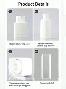 1pc Square Transparent Travel Press Pump Bottle For Skin Care Lotion, Portable Plastic Vacuum Bottle, Square Twist Vacuum Bottle With Press Pump, Travel Storage Essence Lotion Moisturizer, Empty Vacuum Lotion Bottle, Refillable Cosmetic Storage Container Small Bottle Jar, Portable Travel Cream Lotion Container Jar - White - View 6