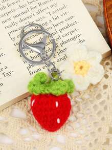 1 pieza Lindo llavero de frutas de ganchillo para mujeres, llavero de cerezas, fresa y aguacate trenzado, accesorios para bolso (Nota: el color del broche de metal puede variar entre dorado y plateado). Útiles escolares de ganchillo, regalos para maestros, accesorios para vuelta al colegio. - Multicolor - Ver 15