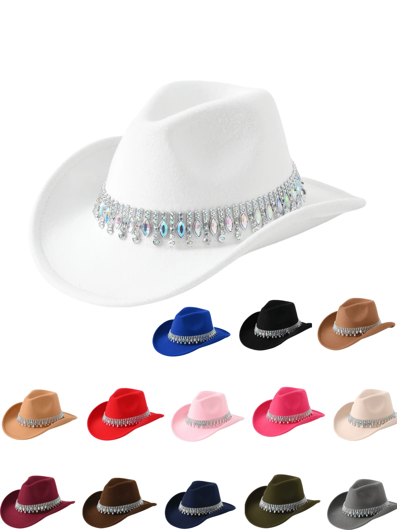 1 Miếng Đối với phụ nữ & Nam , Phong cách phương Tây , Brim , Mềm mại Felt Chất liệu , Thích hợp Đối với Các hoạt động ngoài trời , Hiệu suất , Năm mới & Lễ cưới Buổi tiệc - Nhiều màu - Xem 1