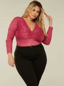 Plus Size Women Tops - 玫紅色 - 查看 3