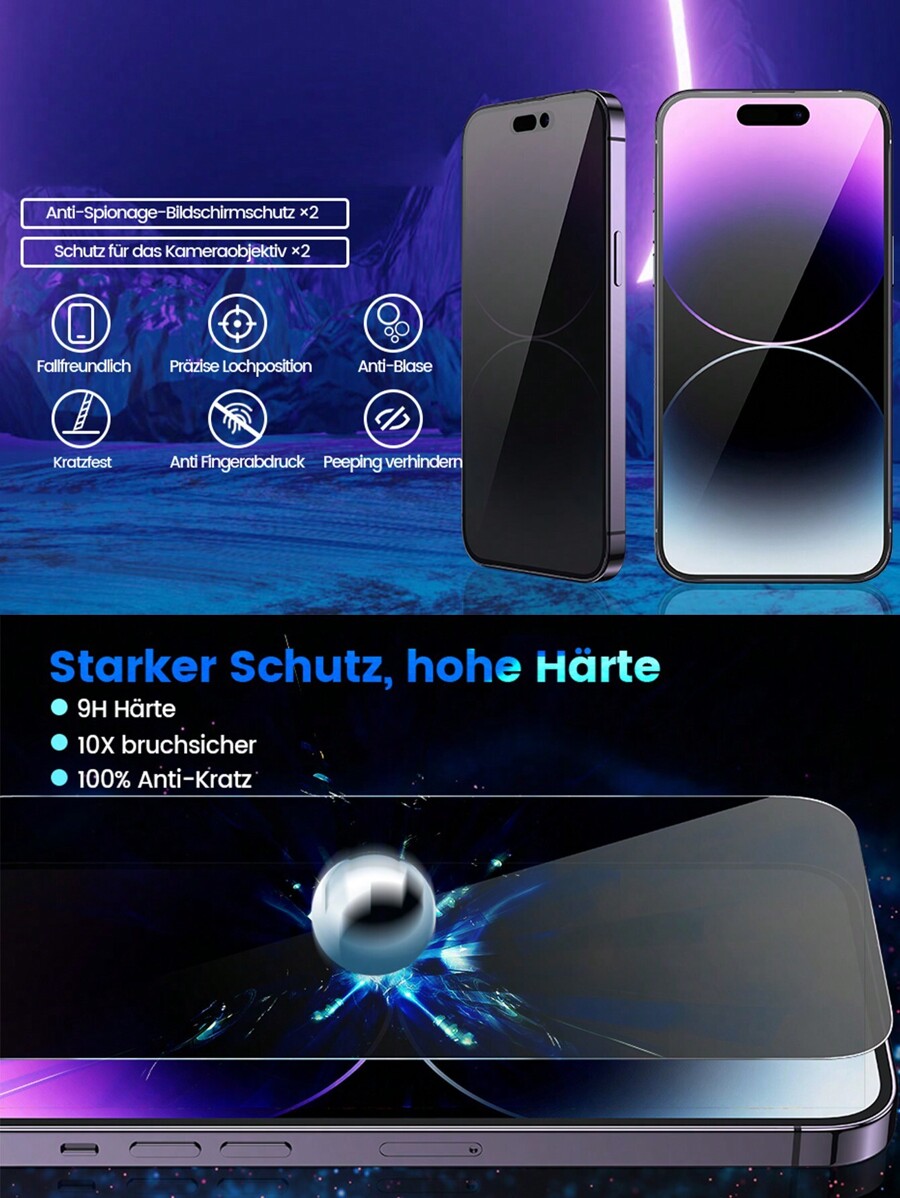 3packs Privacy Screen Protector Compatible With IPhone 15 Pro Max