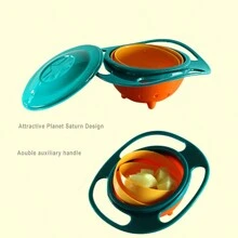 1pc Baby Fun Gyroscopic Bowl 360 Degree Rotation Anti-Spill Bowl Children Balance Bowl - Pink - View 4