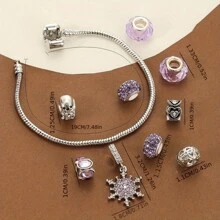 10pcs/Set Vintage Snail Beaded Kit Including Snowflake, Heart Shaped, And Purple Polymer Clay Resin Beads For Diy Bracelet Or Pendant Making - Multicolor - View 1