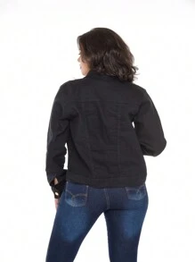 Jaqueta Jeans com barra manga Bufantes Jaqueta colorida