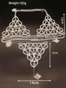 1 Miếng Gợi cảm Pha lê Hình hoa Dây chuyền cơ thể Đối với phụ nữ , bờ biển Bikini Phụ kiện - Bạc - Xem 5