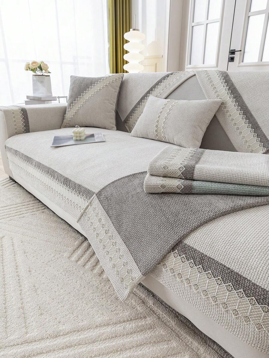 1 Miếng Bốn phổ cập Chenille Dệt Sofa Đệm ngồi , Tối giản Phong cách hiện đại , Thú cưng Thân thiện Chống bụi bẩn Chống trượt Bọc ghế sofa , Mùa Đông Sang trọng Mèo cào Sofa Người bảo vệ Che phủ Thích hợp Đối với Phòng khách Hình chữ L Sectional Ghế sofa Và 1/2/3/4 Chỗ ngồi Ghế sofa ( Riêng biệt ) - Màu be - Xem 1