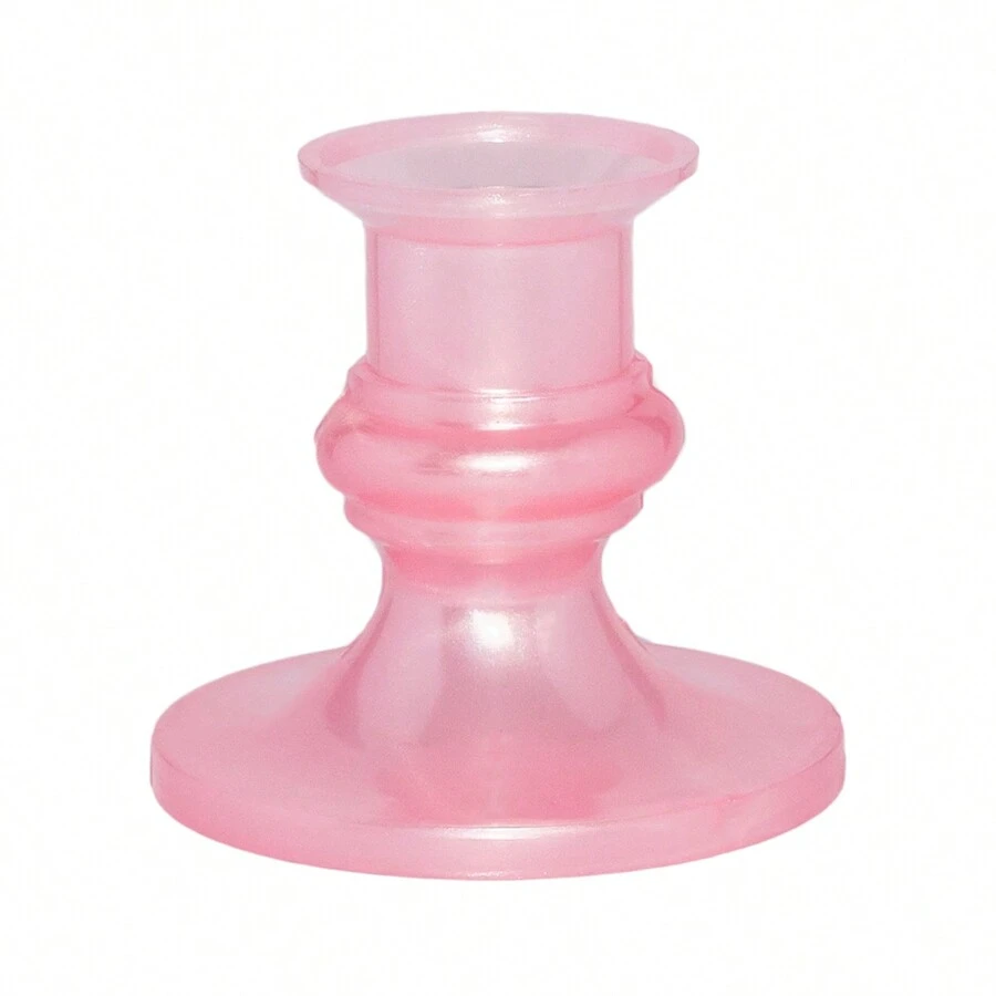 12 Candle Holders - Plastic Candlestick - Pink - View 1