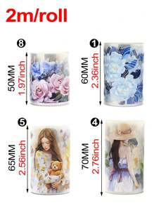 2m/roll Hoa Thú cưng Retro Cô gái Băng washi Làm sổ lưu niệm Hình dán Nhật ký Người dự định Mỹ học Cắt dán Chất liệu - nhiều màu - Xem 5