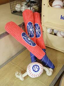 nicovaer 1pc Choose From Different Styles - Simulation Baseball Belt Rope Toy, Simulation Baseball Bat Toy, Bb Sound Device Inside, Suitable For Medium And Large Dogs, Perfect Pet Plush Sound Toy For Interactive Playtime And Outdoor Activities - Multicolor - View 6