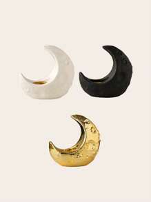 1pc Moon-Shaped Ceramic Incense Burner In Simple Style, Suitable For Festival, Home, Office Decoration With Aromatic Materials Gifts Birthday Graduation - Gold - View 9